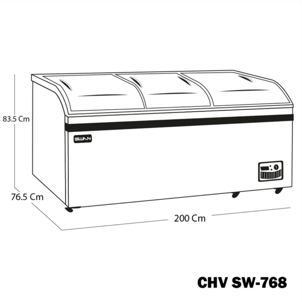 Exhibidor Congelador SWAN 2 Metros Vitrina de Máxima Visibilidad y Capacidad (Modelo SW-768)