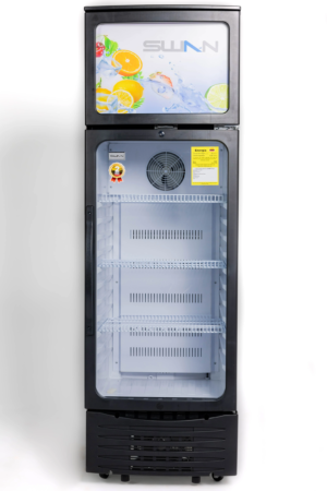 Vitrina Vertical Exhibidora SWAN 360L Doble Puerta y Doble Acción (Modelo SCD-3708)