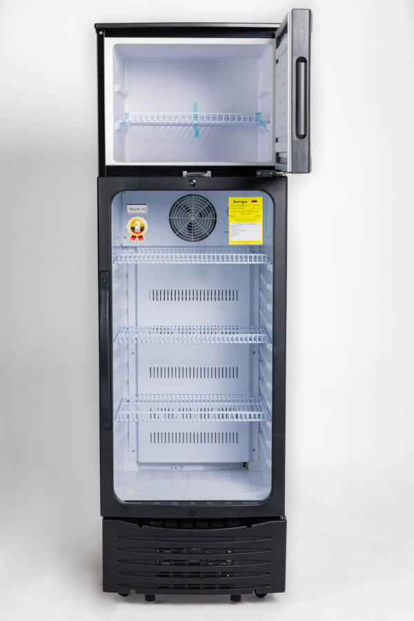 Vitrina Vertical Exhibidora SWAN 360L Doble Puerta y Doble Acción (Modelo SCD-3708)