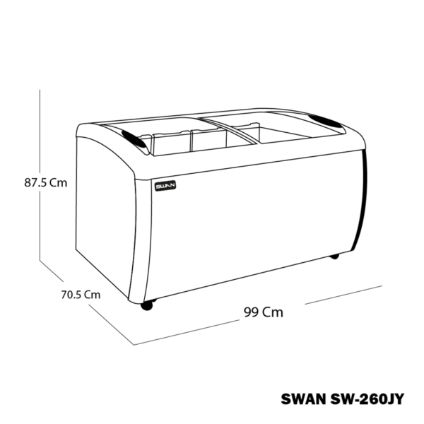 Exhibidor Congelador SWAN 190L Estilo Elegante y Conservación de Precisión (Modelo SW-260JY)