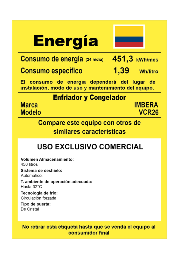 VCR26-5 Refrigerador y Congelador Mixto Imbera VCR26 (484 Litros)