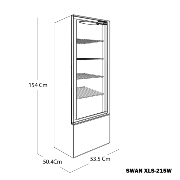 RVV-215-2 Vitrina Exhibidora Vertical SWAN XLS-215W | Puerta de Vidrio 217 Litros