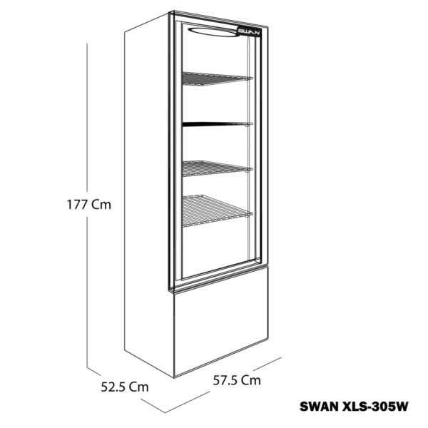 Vitrina Exhibidora Vertical SWAN XLS-305W Puerta de Vidrio 300 Litros
